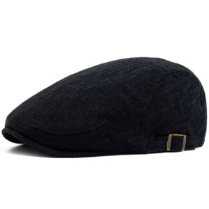 Black-cotton and linen peaked cap / Adjustable