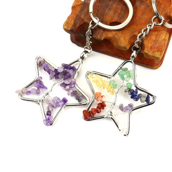 oly-a61b8ed6a07d8e9459547ffac2f37578 Wholesale Metal Keychain Pendant Colorful Crystal Star Life Tree Design for Couple
