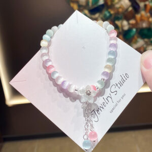 Colorful cat eye glass flower bracelet bag