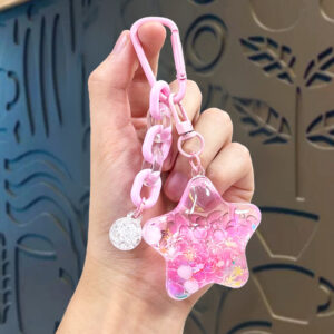 Oil-filled bubble beads five-pointed star-pink / Packed in a single opp bag