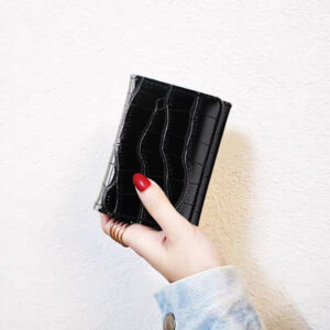 oly-a6502c81efab20c8a2b8157d84df6473 Wholesale Stone Pattern Women's PU Wallet Black Boutique Resale