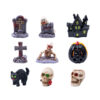 Wholesale Resin Halloween Skeleton Couple Figurine Set Cross Tombstone Design Home Decor Gift