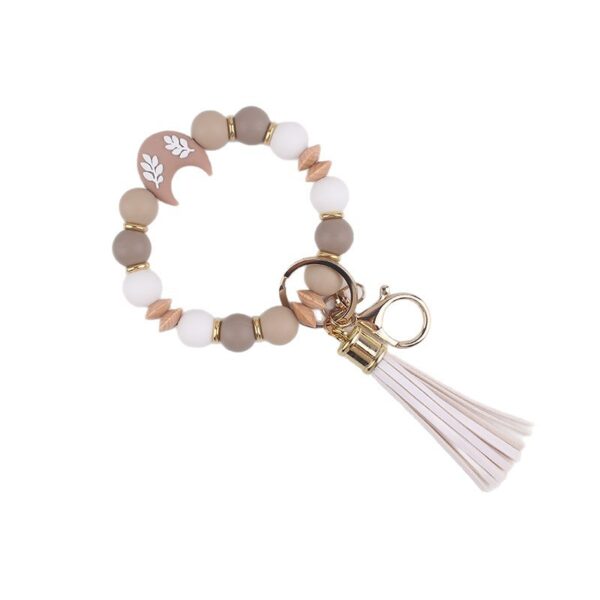 oly-a659fb2692222c98d41f313641b6233f Wholesale Silicone Moon Bead Tassel Keychain Korean Style Fashion Accessory Gift