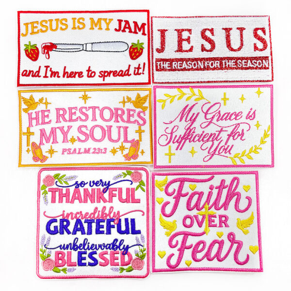 oly-a666b90b3ba68038d989067b55b20456 Wholesale Embroidered Faith Patch Polyester Iron-On DIY Fashion Accessory