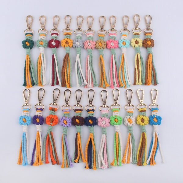 oly-a66d625f8c689d3f5c989d53b5df1424 Wholesale Handmade Crochet Flower Keychain Beige Cotton Rope Korean Style Graduation Gift