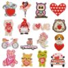 Wholesale Cartoon Animal Embroidered Heart Cloth Patches for Clothing Decoration Trendy Boutique Accessory