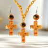 oly-a6ba47a6bda268590ad65648303ca29b Wholesale Halloween Acrylic Cross Necklace Earrings Set, Sweet Cool Ins Style Fashion Accessory