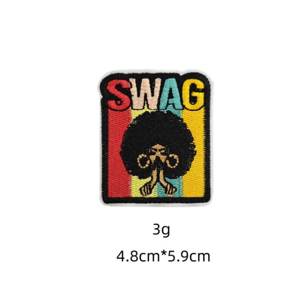 oly-a6d8c7843fa32cb32825411d19f60649 Wholesale Cartoon Black Girl Embroidered Patch Polyester Thread Bag Accessory