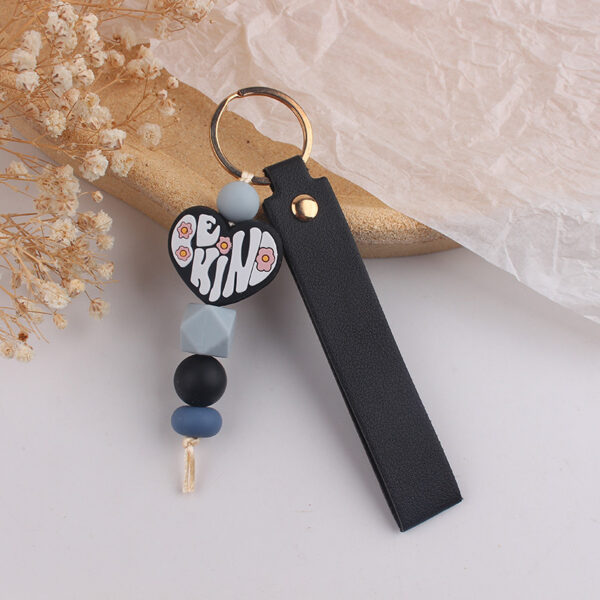 Wholesale Be Kind Heart Silicone Keychain Bag Charm Car Key Accessory Gift