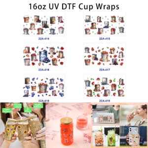 oly-a6f17a9041c58253a4d58e42168cbd28 Wholesale 5pcs Watercolor Pastoral Mixed Berry Vintage Rustic Metal Bucket Decor Prints 16oz Cup UV DTF Wraps