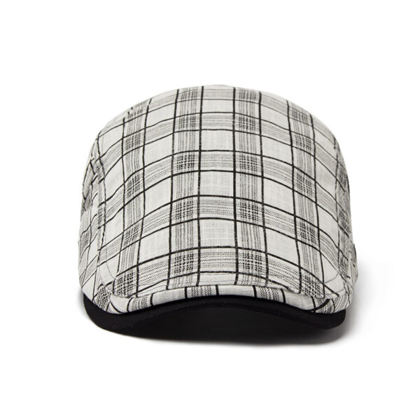 Wholesale Men's British Style Grid Cotton Linen Beret Cap Sunshade Adjustable Black Everyday Chic Gift