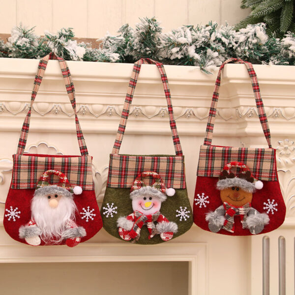Wholesale Plaid Cartoon Christmas Candy Gift Bags Cloth Party Favor Boutique Resale Accessory