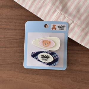 2 # Pink/navy blue oval water drops-2pcs