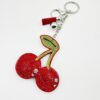 Wholesale Cherry Velvet Keychain with Rhinestone Detail Korean Velvet Fashion Gift for Wedding