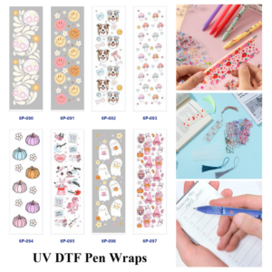 Wholesale 2/8/16pcs UV DTF Stickers Smile Dog Mushroom Pumpkin Ghost and Cartoon Print Pen and Bookmark Stickers