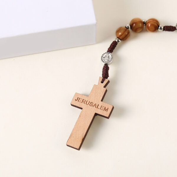 oly-a785dc260da7ecb579f837de49431ff6 Wholesale Handmade Cross Bead Necklace 10mm Wood Jerusalem Style Boutique Resale