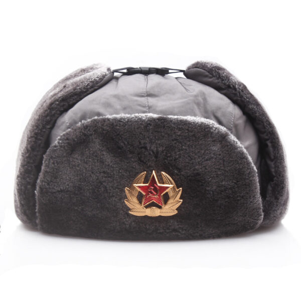 oly-a7d4fcc6fe3ff3d6a7698f3ae2633ea2 Wholesale Polyester Cotton Soviet Badge Lei Feng Hat Windproof Winter Earflap Hat Unisex