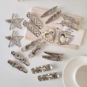 Wholesale Y2K Colorful Polka Dot Silver Metal Hair Clip Trendy Fashion Accessory for Everyday Styling