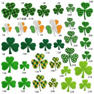 Green leaf cloth patch set 32 pieces