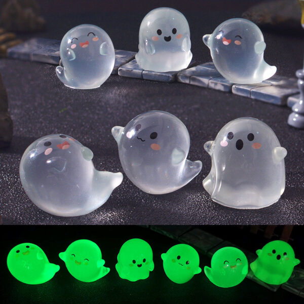 Wholesale Halloween Glow-in-the-Dark Ghost Resin Decorative Accent for Car Dashboard or Garden, Gift Resale