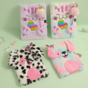 Wholesale Cute Cat Plush Notebook Trendy Design Lock Journal for Kids Creative Diary for School