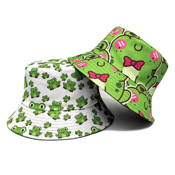 Wholesale Frog Pattern Bucket Hat Sun Protection Cartoon Beach Hat for Women