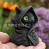Wholesale Halloween Cat in the Hat Resin Statue - Mysterious Black Cat with Green Eyes, Home Decor Gift
