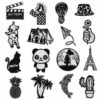 Wholesale 16pcs Black White Cartoon Embroidered Patches for Clothing Decoration Trendy Fashion Accessory