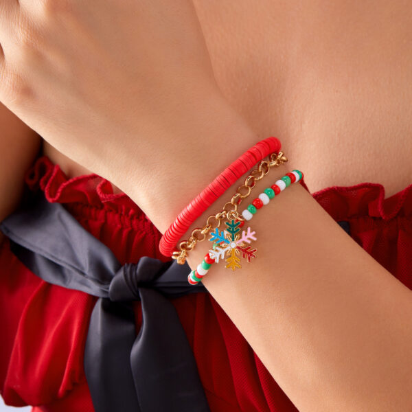 oly-a8fe3227228234a5f346cb77e96a3c57 Wholesale Zinc Alloy Christmas Snowflake Bracelet Set 2 Pack Fashion Jewelry Accessory