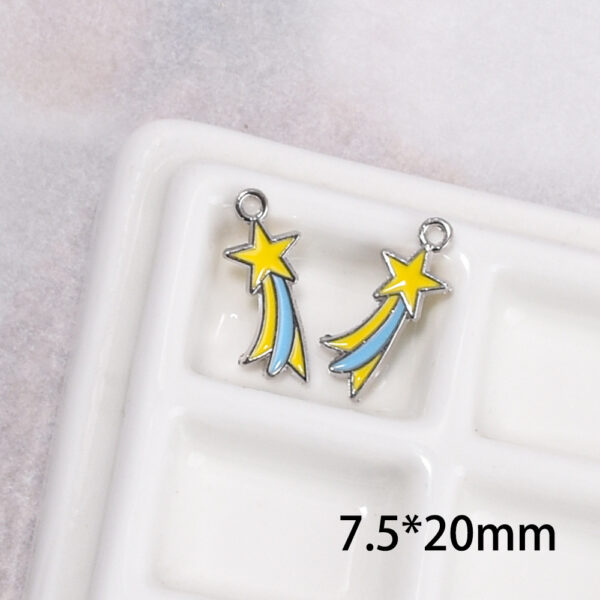 Wholesale Pink Double Sided Rainbow Meteor Pendant Zinc Alloy DIY Earring Accessory