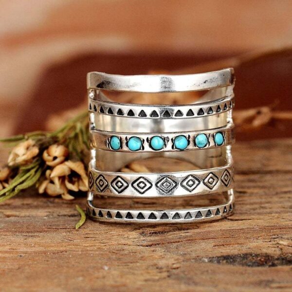 oly-a960a63b8c0c08849c0119445fbba9e2 Wholesale Bohemian Carved Ring Hollow Turquoise Plated Alloy Jewelry Accessory Gift Wedding Boutique Resale