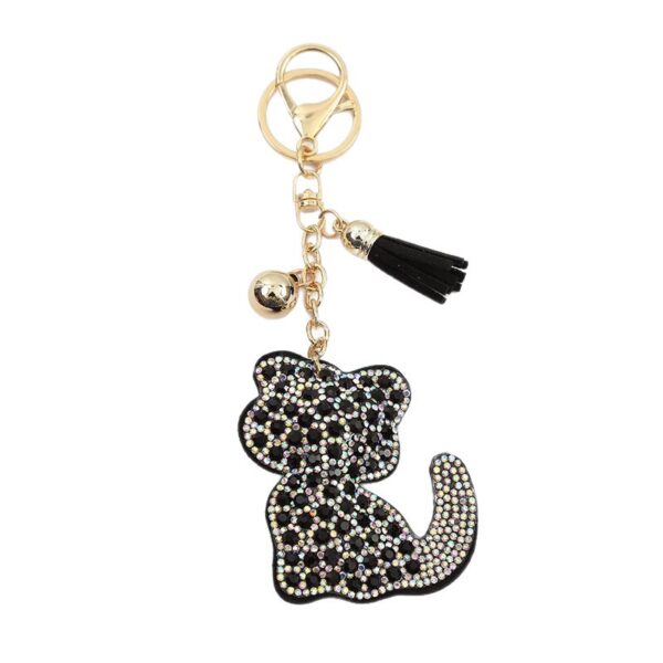 oly-a9783d4963590b6ffad61faf596ad55c Wholesale Trendy Rhinestone Cat Keychain Charm Boutique Bag Charm with Tassel for Gift Giving