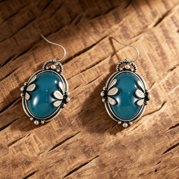 oly-a983aed6262b3e3ae9daefc3ac17eac2 Wholesale Vintage Style Leaf Wrapped Sapphire Drop Earrings, Zinc Alloy, for Party and Gift