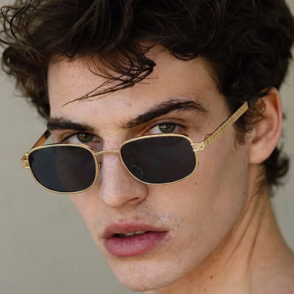 Wholesale Gold Metal Square Frame Sunglasses UV400 Gray Lens Trendy Sunwear for Women