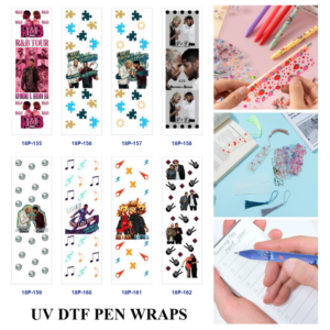 Wholesale 2/8/16pcs UV DTF Stickers Duet Performer Collage Puzzle Gem Musical Note Flame Lightning Portrait Patterns Pen and Bookmark Stickers OLY Exclusive