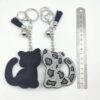 oly-a9b853e121c0dd006dfd2f0c438dcd98 Wholesale Cute Leopard Cat Rhinestone Keychain Zinc Alloy Bag Charm for Wedding Gifts