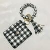 oly-a9ba53636dedd25c16f83ccb6ef0a2f8 Wholesale PU Leather Plaid Tassel Keychain with Wooden Beads Chic Car Key Accessory for Women