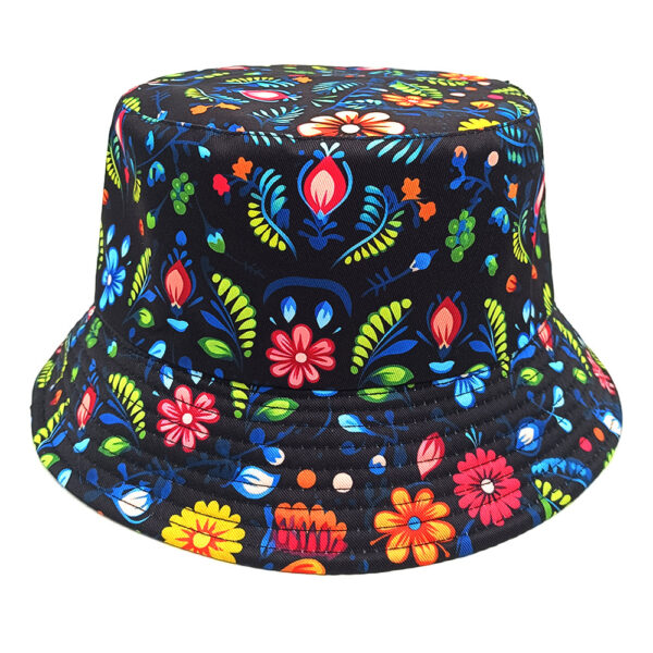 Wholesale Chic Graffiti Floral Double Sided Bucket Hat Unisex Sun Protection