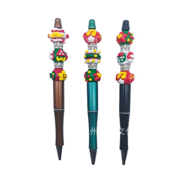 oly-a9dc1a40038418e395cfe66b07def7bb Wholesale Hand Painted Beaded Christmas Magic Wand Pen with Rotating Tip Multi Color Elk Tree Design Party Favor