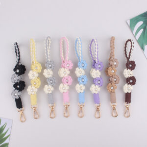 oly-a9dc6f4091ba119bb19c973c3a35d1a5 Wholesale Pearl Flower Handwoven Phone Strap Candy Color Cute Keychain for Women Casual Gift Decorative Accessory