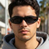 Wholesale Retro Hip Hop Ring Sunglasses Black Grey Lenses Outdoor Driving Fashion Accessory
