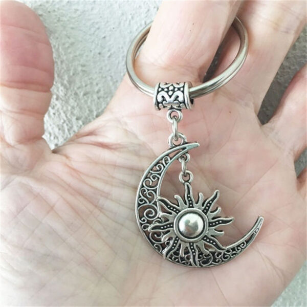 Wholesale Vintage Sun and Moon Gold Tone Alloy Keychain Pendant Boutique Resale Accessory