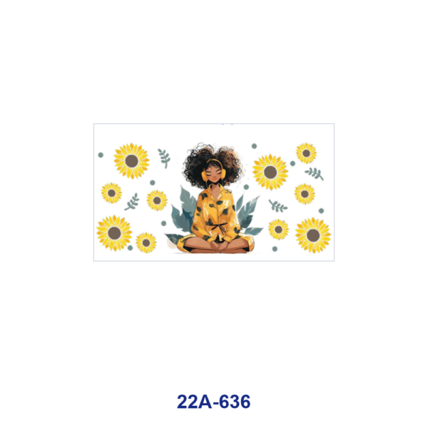 oly-aa0fbcf9d5e117d5eef1ea2ab2376196 Wholesale 5pcs Cozy Warm Tone Cartoon Lounge Girl Donut Popcorn Bow Daisy Sunflower Check Border Assorted Decor Prints 16oz Cup UV DTF Wraps