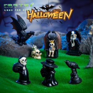 Wholesale Cartoon Halloween Skeleton Bat Resin Figurine DIY Landscape Decoration for Home Decor Gift
