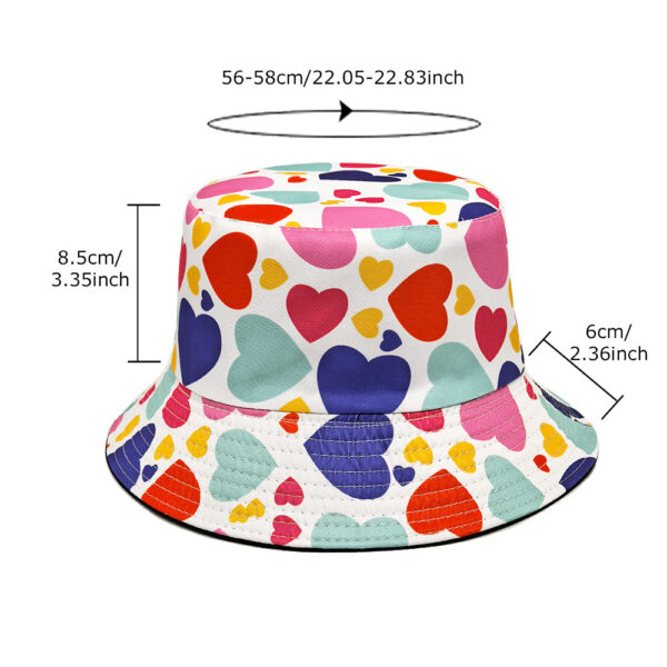 Wholesale Double Sided Love Pattern Fisherman Hat Sunscreen Outdoor Casual Bucket Hat