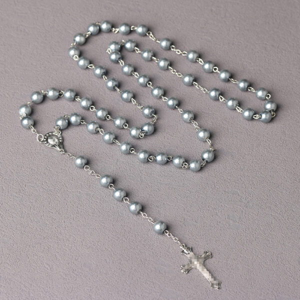 Wholesale Cross Rosary Necklace 8mm White Glass Beads Fashion Jewelry Gift