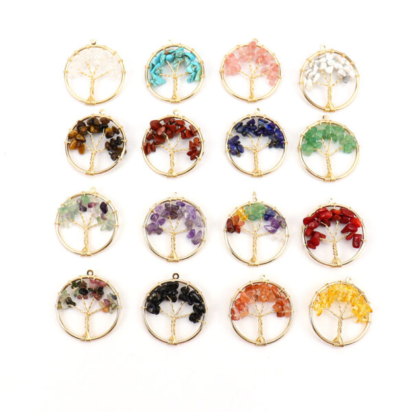 Wholesale Trendy Tree of Life Pendant Natural Agate Crystal Necklace Jewelry Accessory