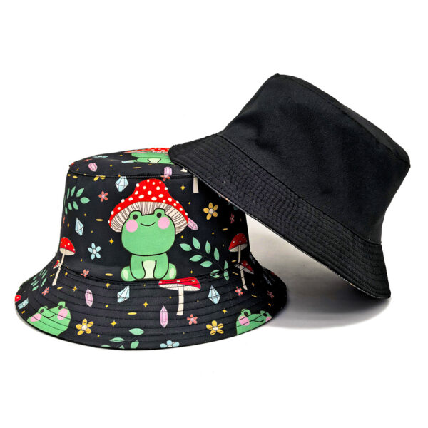 Wholesale Cartoon Mushroom Frog Pattern Bucket Hat Sun Protection Foldable Casual Hat for Resale