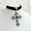 oly-aa96a4039acfbe4353fdfbfdee5d7fb1 Wholesale Alloy Red Gothic Cross Pendant Choker Fashion Jewelry for Women Punk Style