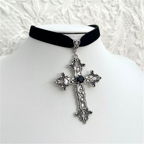 oly-aa96a4039acfbe4353fdfbfdee5d7fb1 Wholesale Alloy Red Gothic Cross Pendant Choker Fashion Jewelry for Women Punk Style